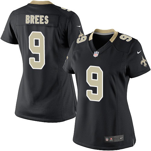 Women's Elite Drew Brees Nike Jersey Black Home - #9 NFL New Orleans Saints